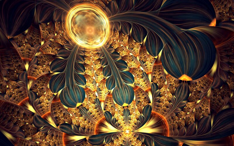 Fractal Floral Pattern — Gold