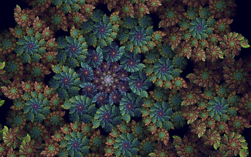 Fractal Floral Pattern — Green, Complex, Digital Art, Flowers
