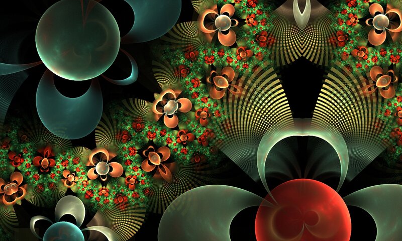 Fractal Floral Pattern — Green, Hypnotic, Digital Art