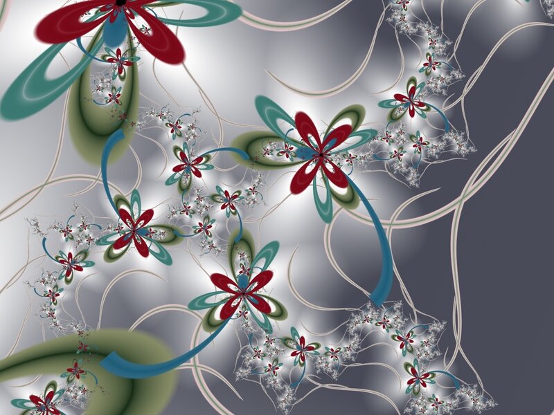 Fractal Floral Pattern — Red, Dreamy, Digital Art