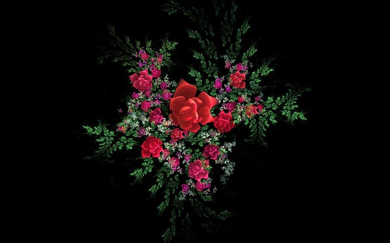 Fractal Flower Arrangement — Red