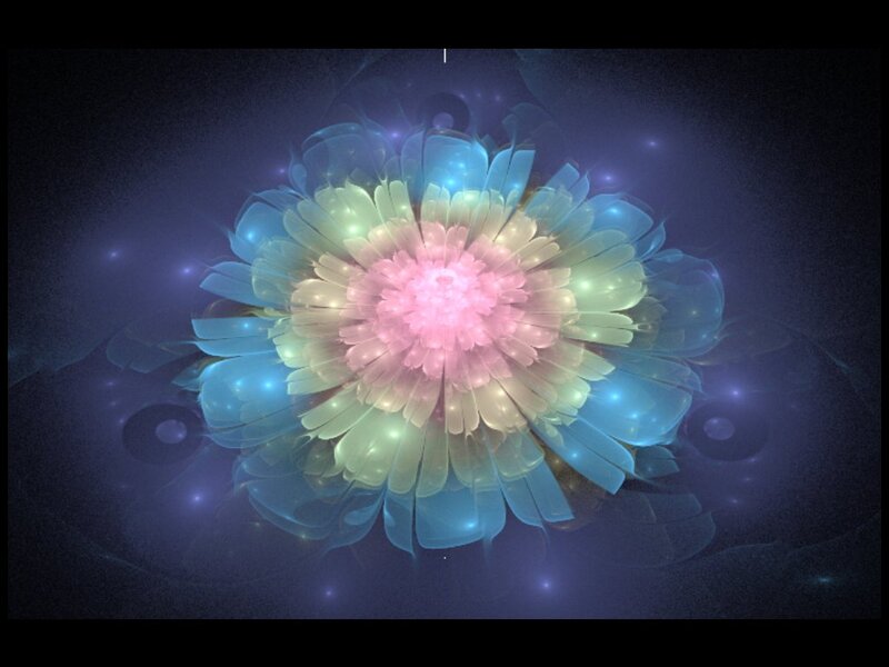 Fractal Flower Bloom — Blue, Ethereal, Night