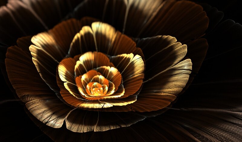 Fractal Flower Bloom — Brown, Dramatic