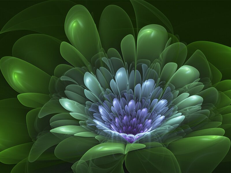 Fractal Flower Bloom — Green, Ethereal