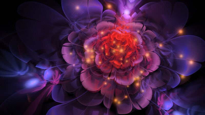 Fractal Flower Bloom — Purple, Ethereal, Digital Art, Light