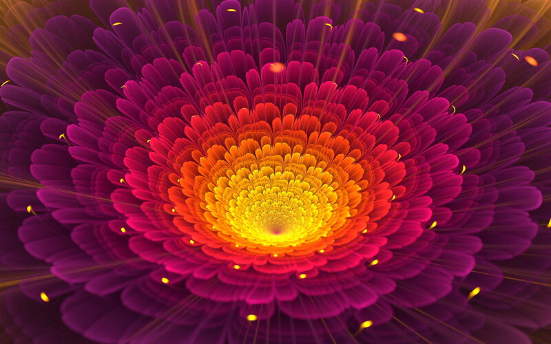 Fractal Flower Bloom — Purple, Vibrant