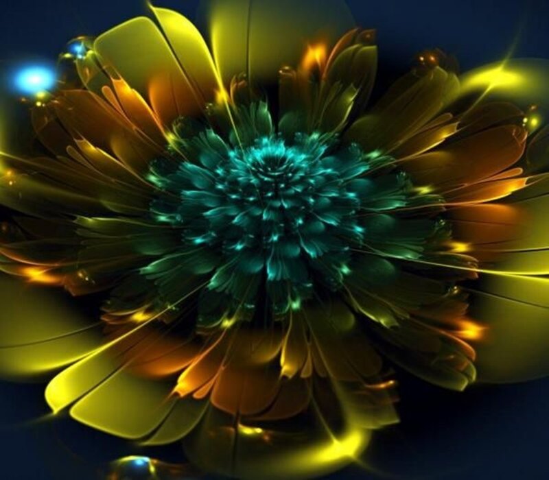 Fractal Flower Bloom — Teal