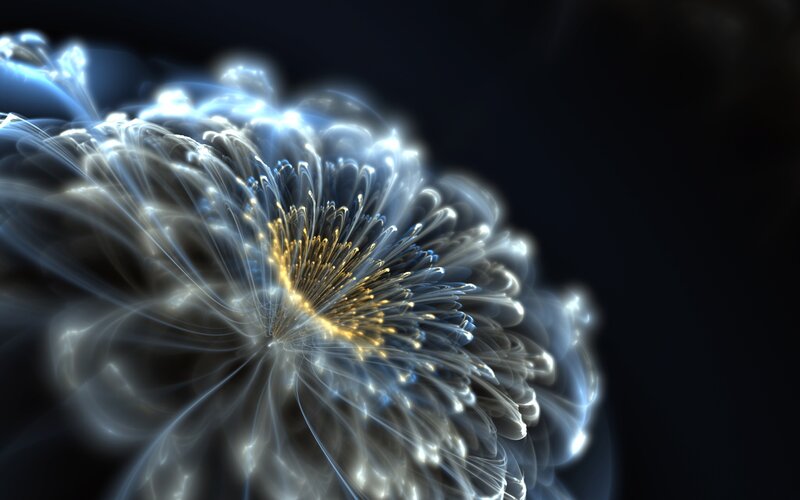 Fractal Flower Bloom — White, Ethereal, Digital Art