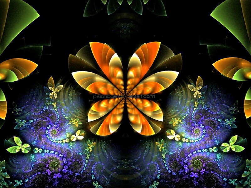Fractal Flower Design — Black, Hypnotic