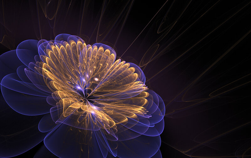 Fractal Flower Design — Blue, Dramatic