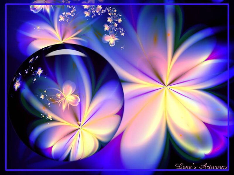 Fractal Flower Design — Blue, Dreamy, Digital Art