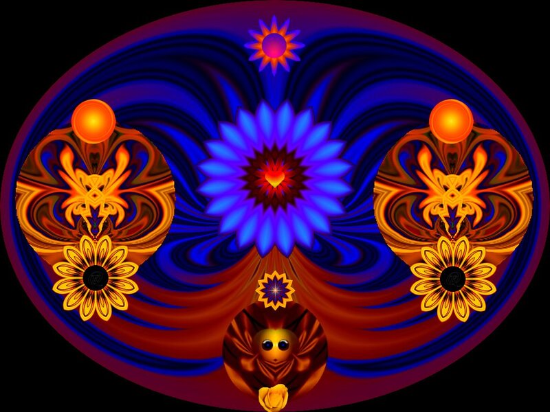 Fractal Flower Design — Blue, Hypnotic, Digital Art
