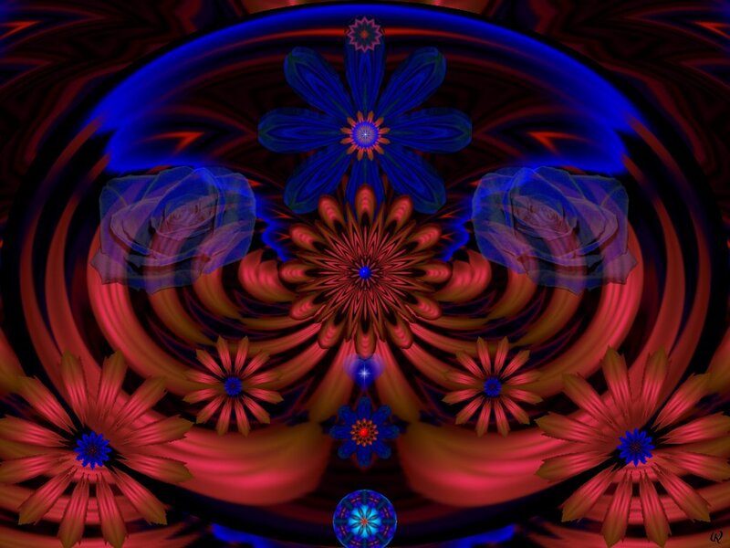 Fractal Flower Design — Blue, Hypnotic