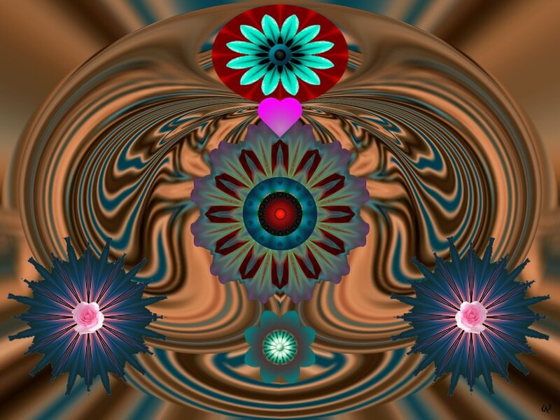 Fractal Flower Design — Brown, Hypnotic, Digital Art
