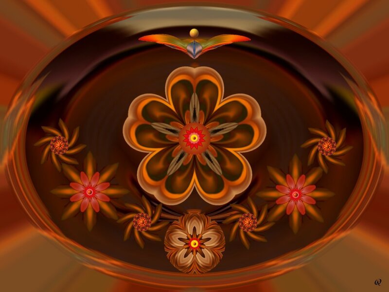 Fractal Flower Design — Brown, Symmetrical