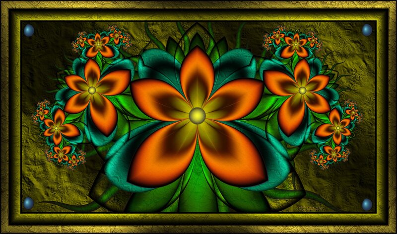 Fractal Flower Design — Orange, Ornate
