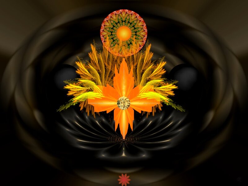 Fractal Flower Design — Orange