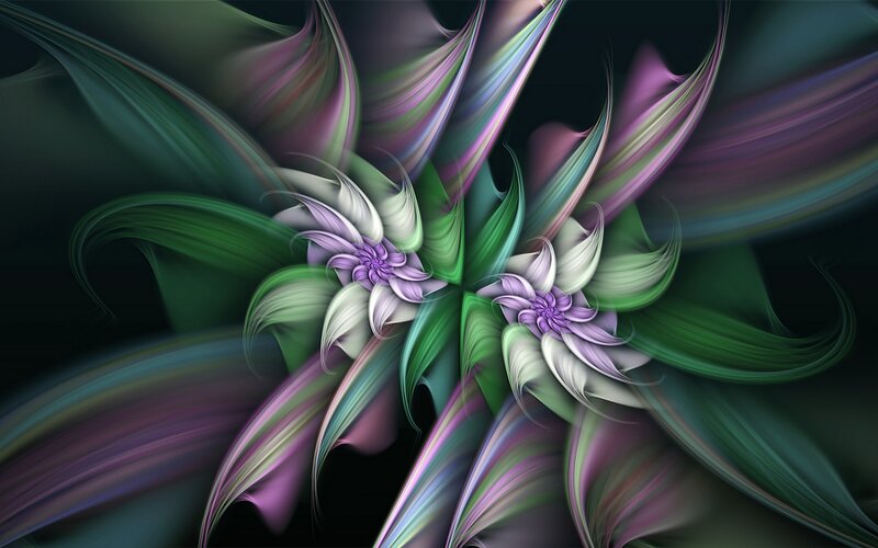 Fractal Flower Design — Purple, Abstract