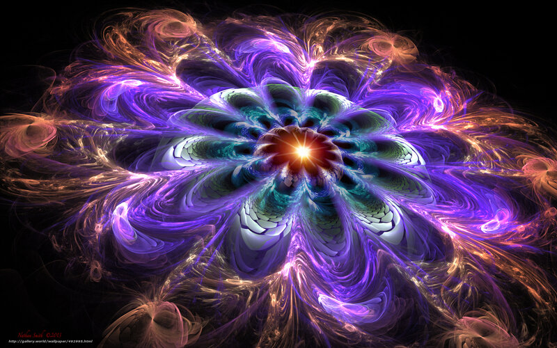 Fractal Flower Design — Purple, Dramatic, Digital Art, Light