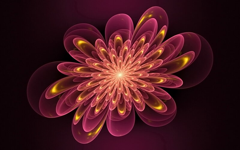Fractal Flower Design — Purple, Dramatic, Digital Art, Petals