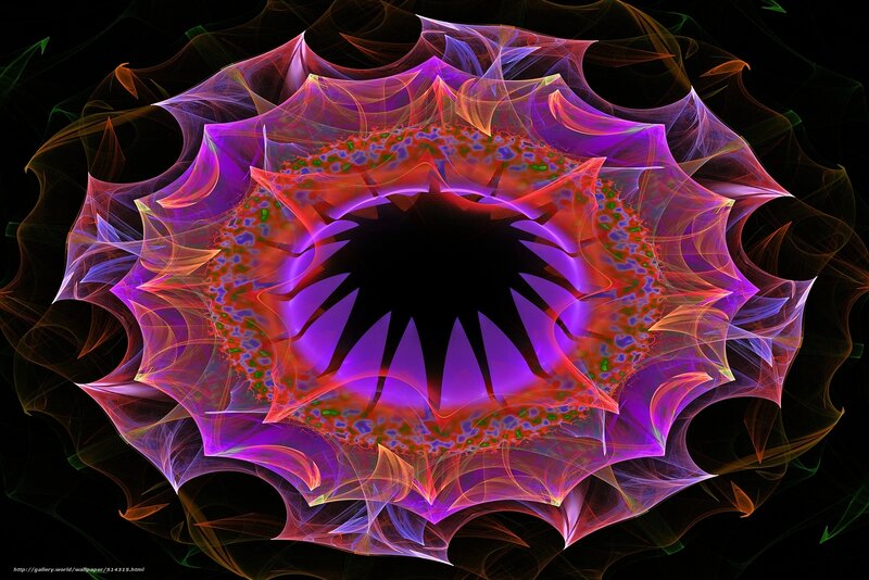 Fractal Flower Design — Purple, Dramatic, Digital Art, Red