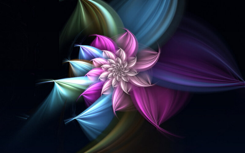 Fractal Flower Design — Purple, Dramatic, Digital Art