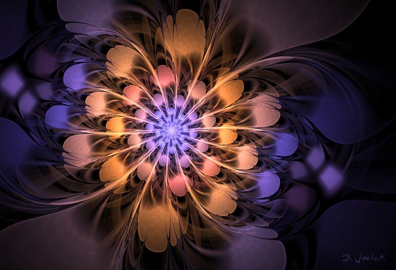 Fractal Flower Design — Purple, Dramatic