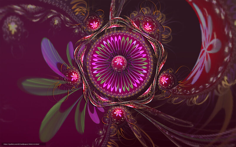 Fractal Flower Design — Purple, Hypnotic, Digital Art, Flowers, Circles
