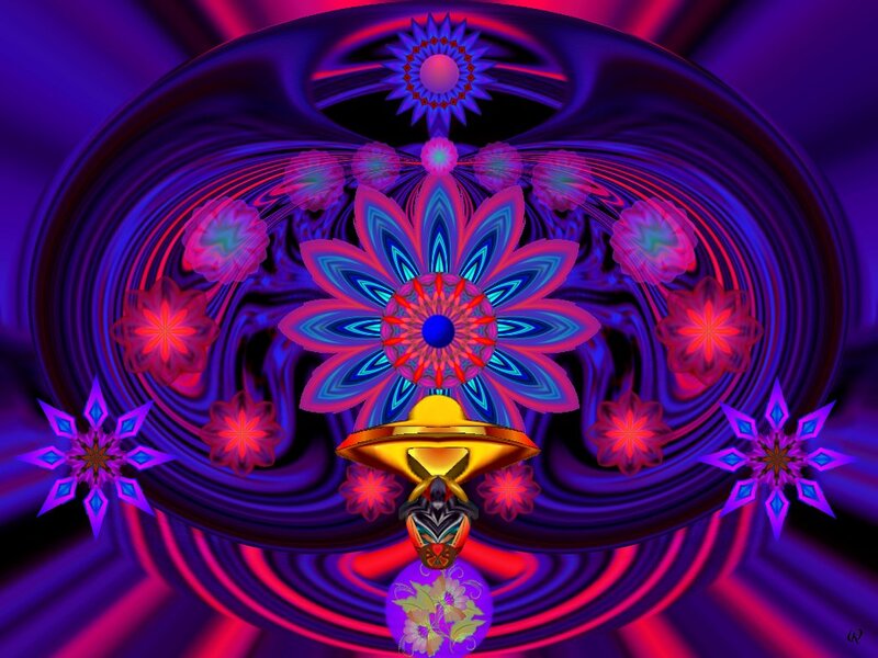 Fractal Flower Design — Purple, Hypnotic, Digital Art, Flowers