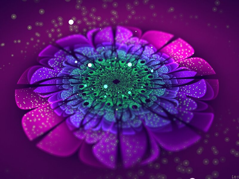 Fractal Flower Design — Purple, Hypnotic, Digital Art, Petals