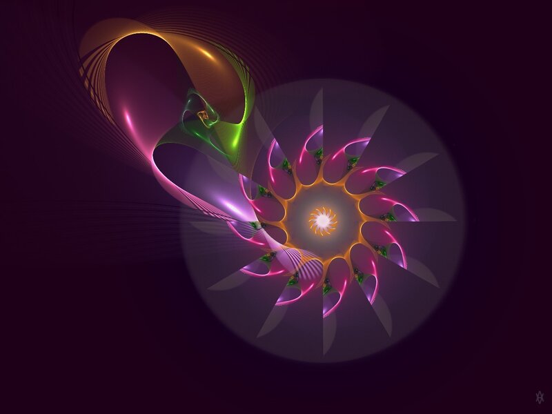 Fractal Flower Design — Purple, Hypnotic, Digital Art, Spiral