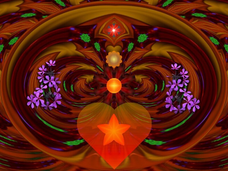 Fractal Flower Design — Red, Hypnotic, Digital Art, Flowers