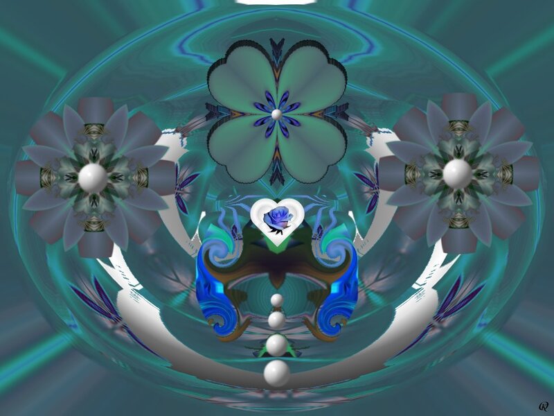 Fractal Flower Design — Teal, Hypnotic, Digital Art