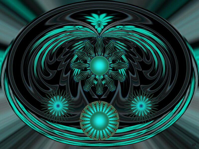 Fractal Flower Design — Teal, Hypnotic