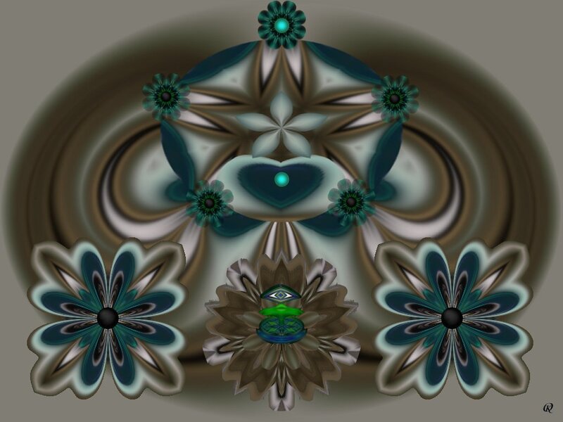 Fractal Flower Design — Teal