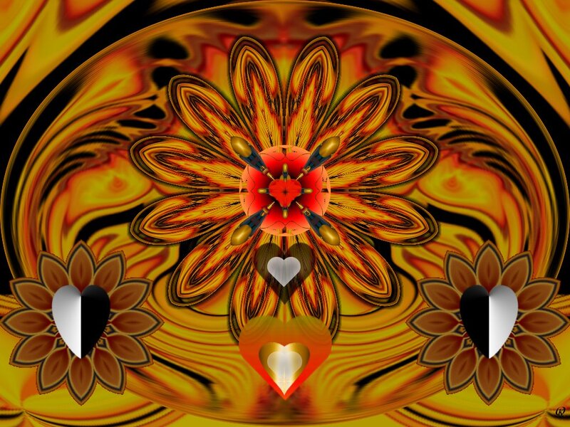 Fractal Flower Design — Yellow, Hypnotic, Digital Art