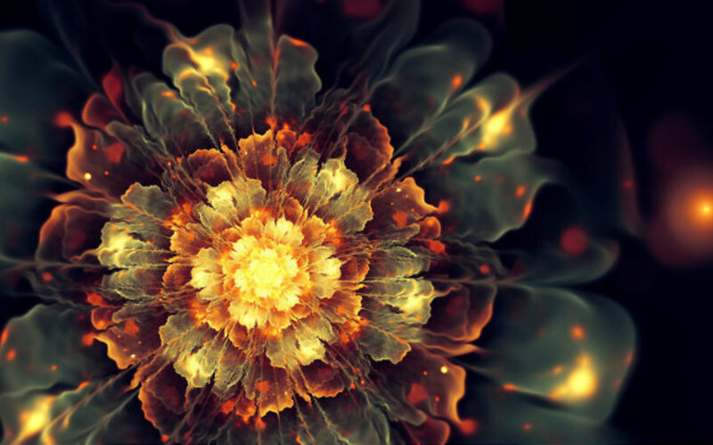 Fractal Flower Explosion — Yellow
