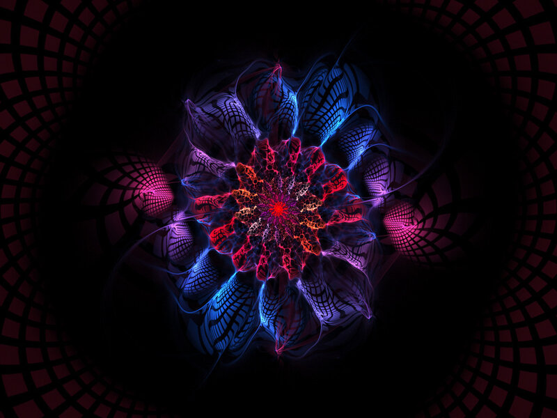fractal flower in dark tunnel