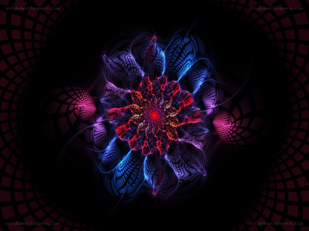 fractal flower in dark tunnel