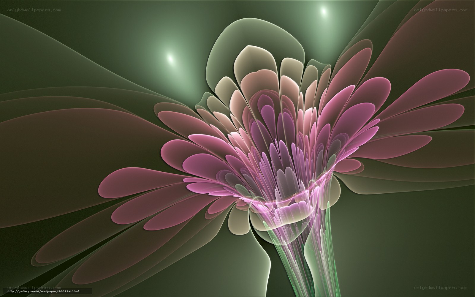 Fractal flower in green and purple