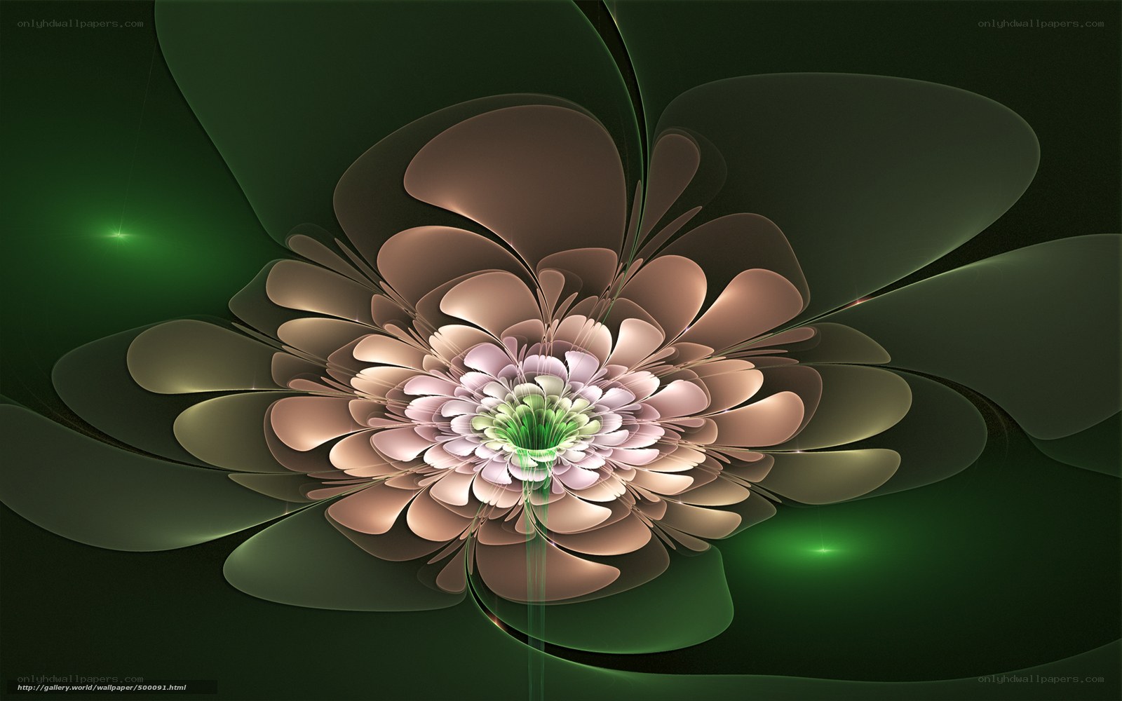 Fractal Flower in Green Light