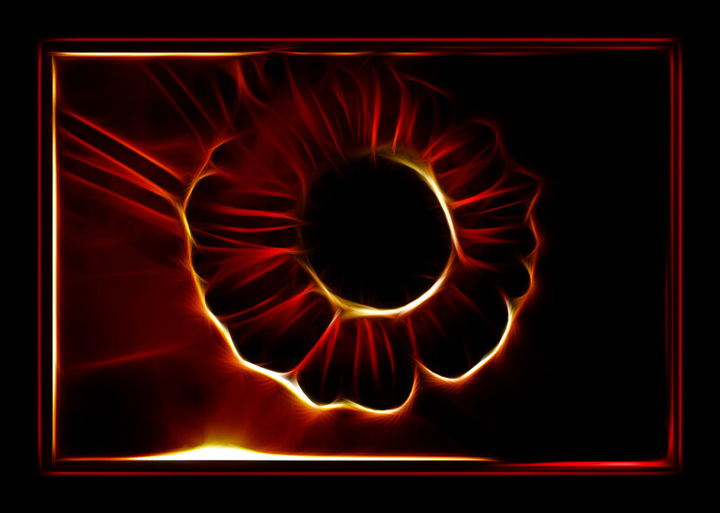 fractal flower in red and gold