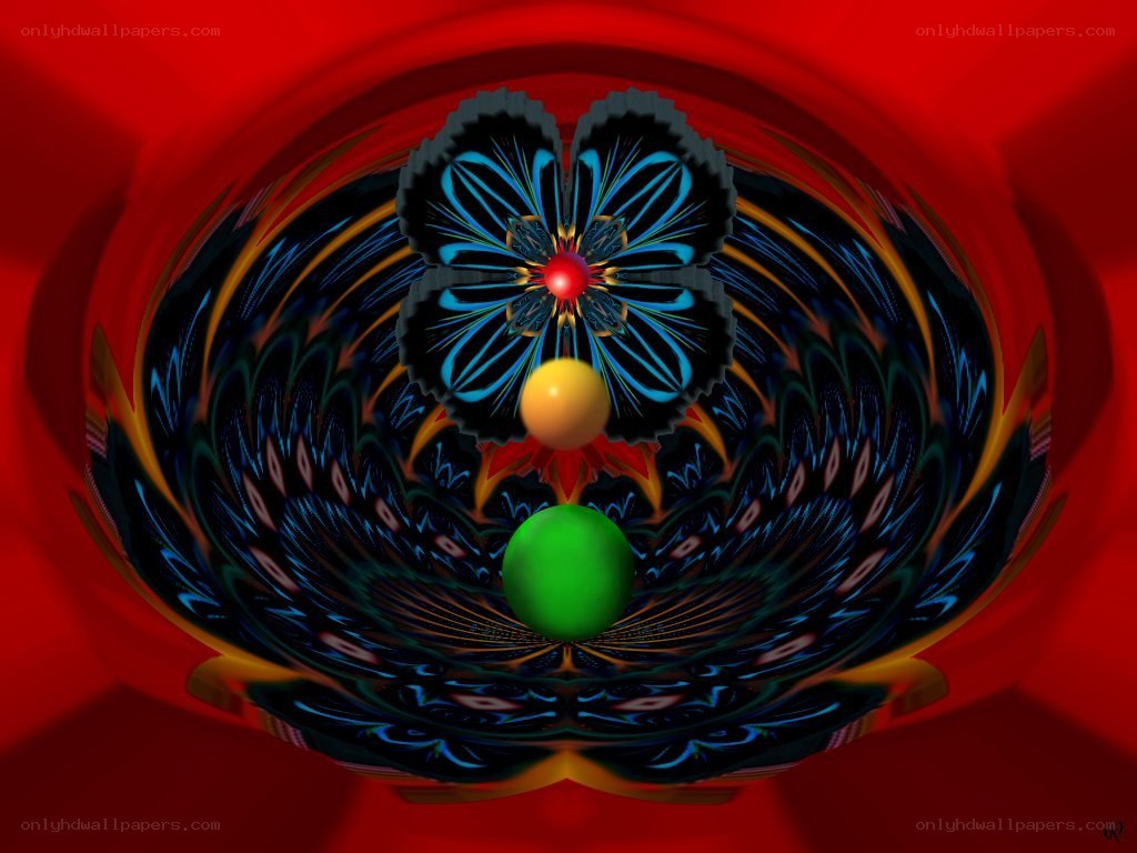 Fractal flower in red tunnel