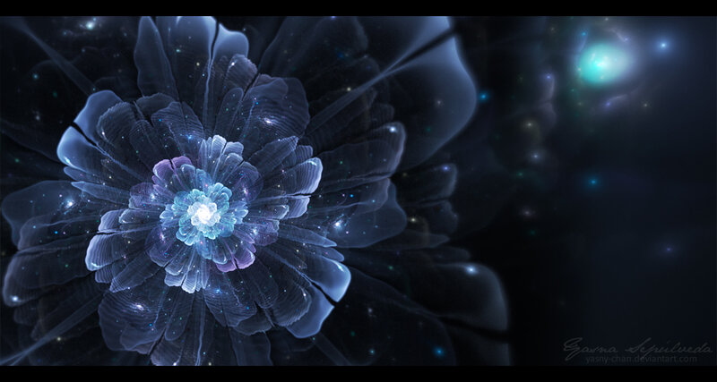 Fractal Flower in Space — Blue, Cosmic