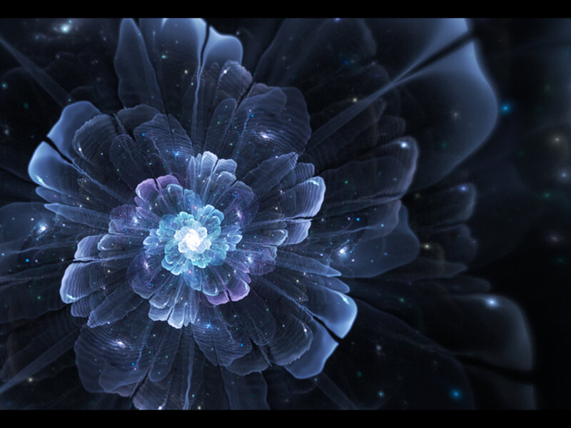 Fractal Flower in Space — Blue