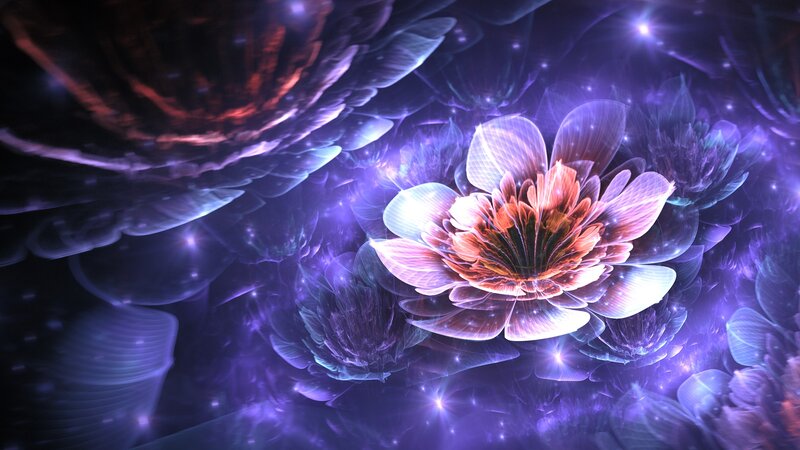 Fractal Flower in Space — Purple, Ethereal