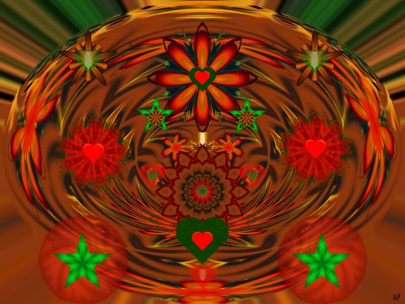 Fractal Flower Mandala — Red, Hypnotic, Digital Art