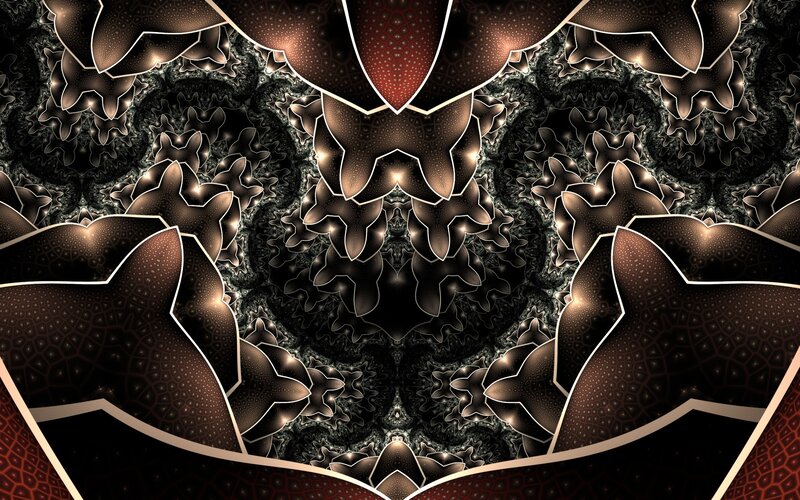 Fractal Flower Pattern — Black, Mysterious, Digital Art
