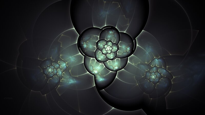 Fractal Flower Pattern — Black, Mystical