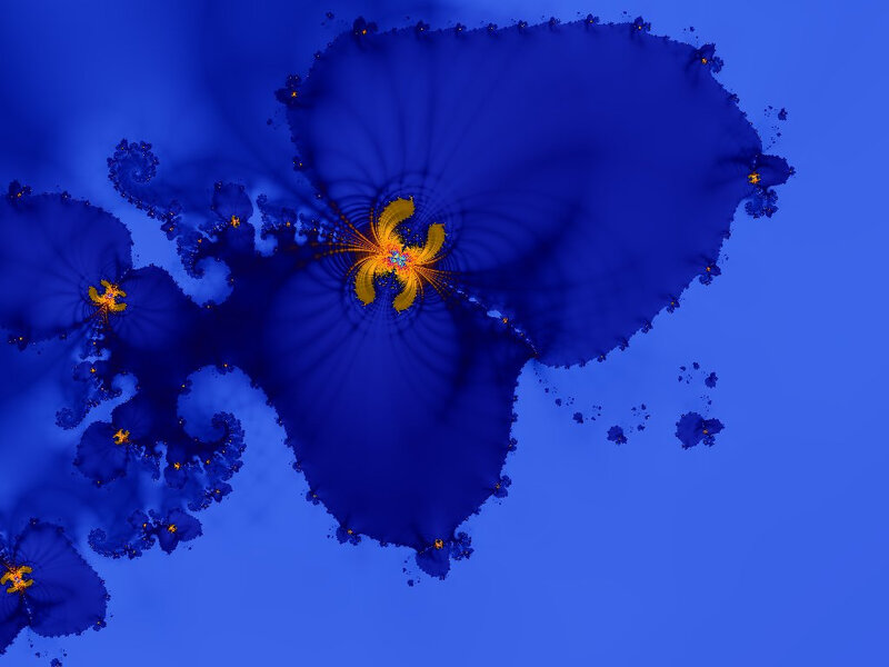 Fractal Flower Pattern — Blue, Calm